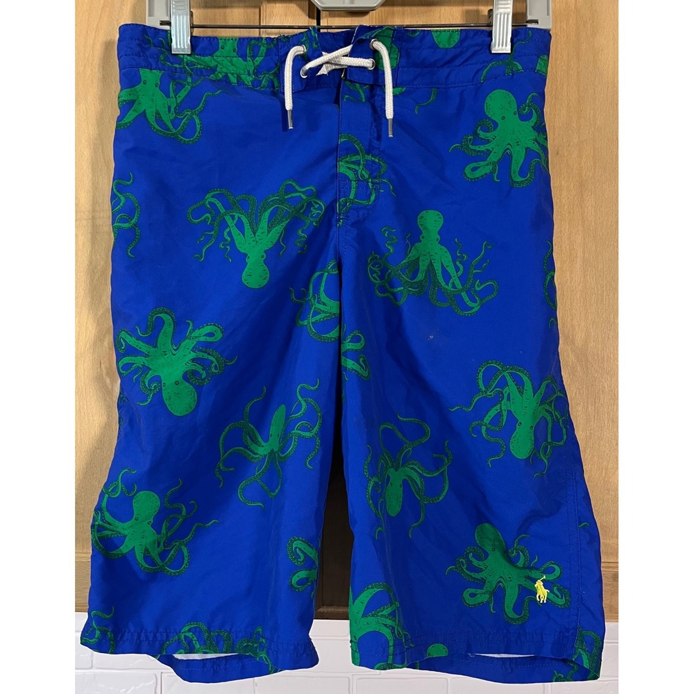 Polo Ralph Lauren Swim Trunks Kids XL 18-20 Blue Excellent Octopus Print Shorts